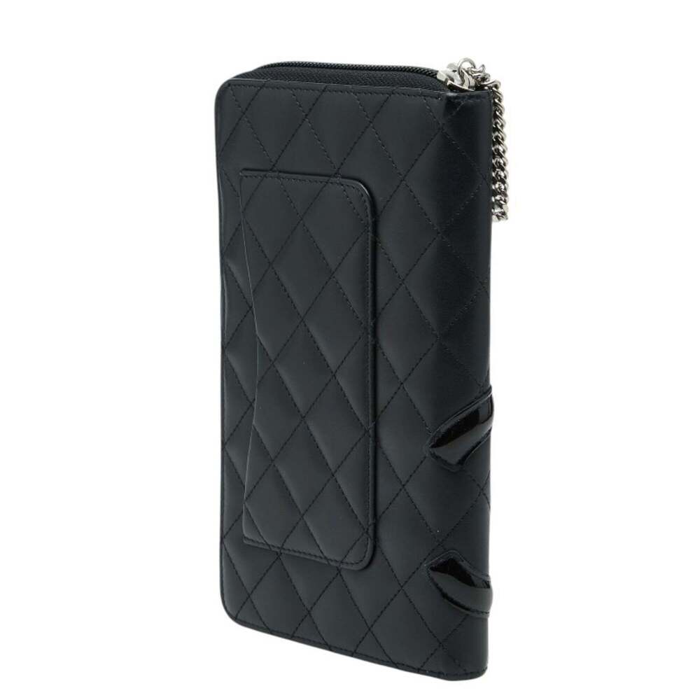 CHANEL Authentic Black Leather Logo Wallet - Picture 2 of 12